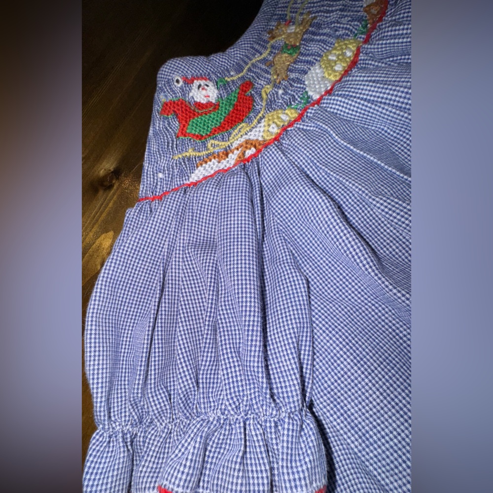 Handmade Smocked Dress – Heirloom Quality | Classic Blue Gingham sz 18 Month - Picture 3 of 5